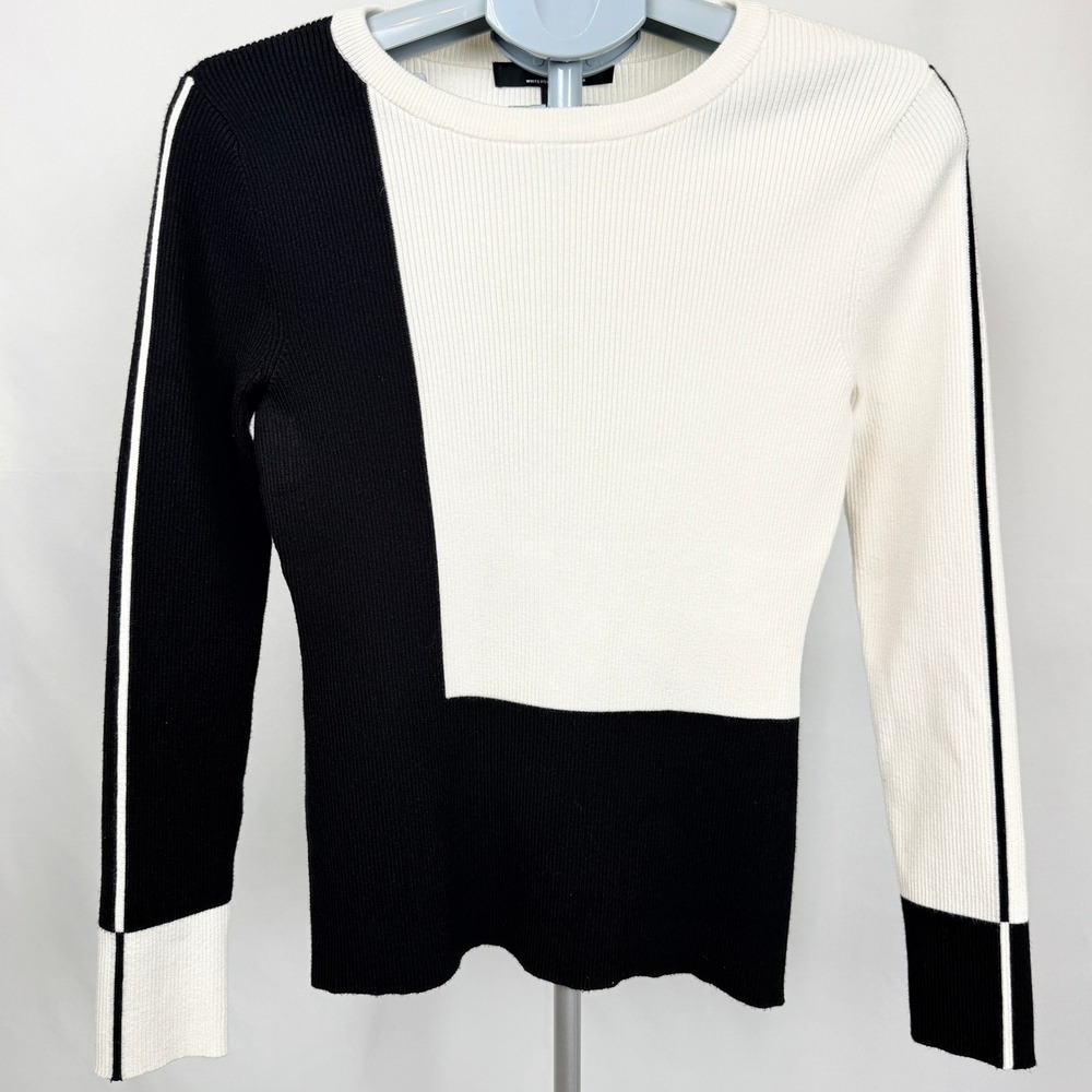 WHBM Rib Knit Colorblock Sweater Medium